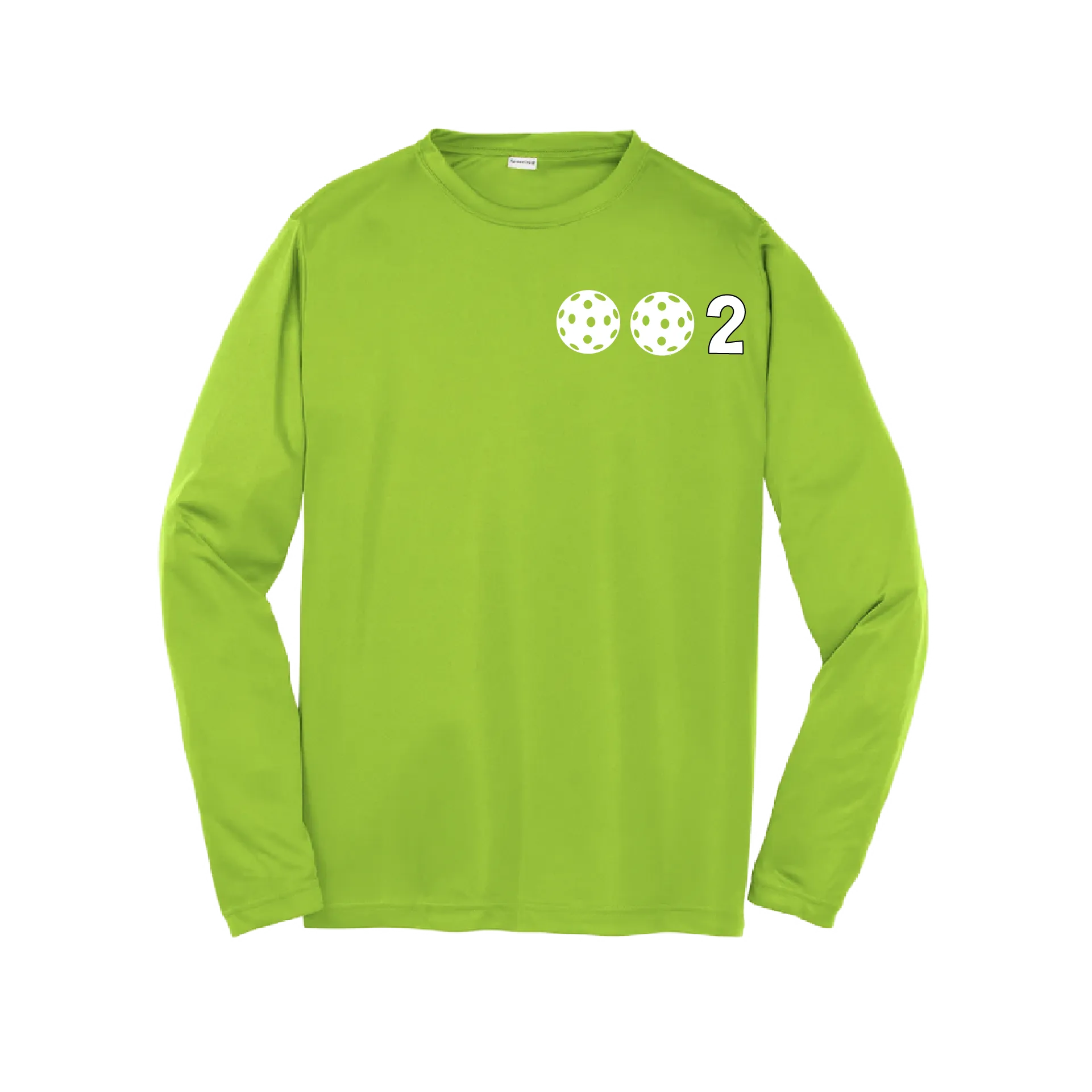 002 Pickleball (Colors Yellow Green White) | Youth Long Sleeve Athletic Shirt | 100% Polyester