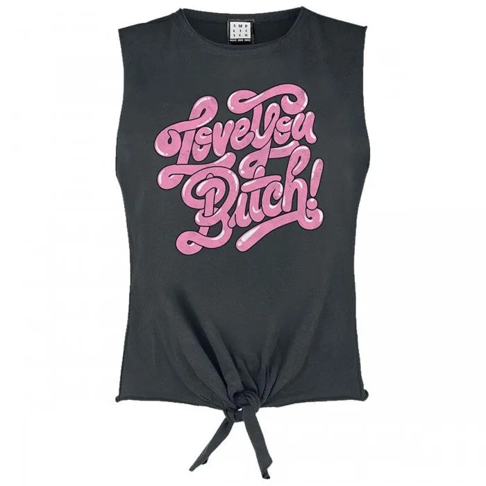 Amplified Womens/Ladies Love You Bitch Lizzo Front Tie Tank Top