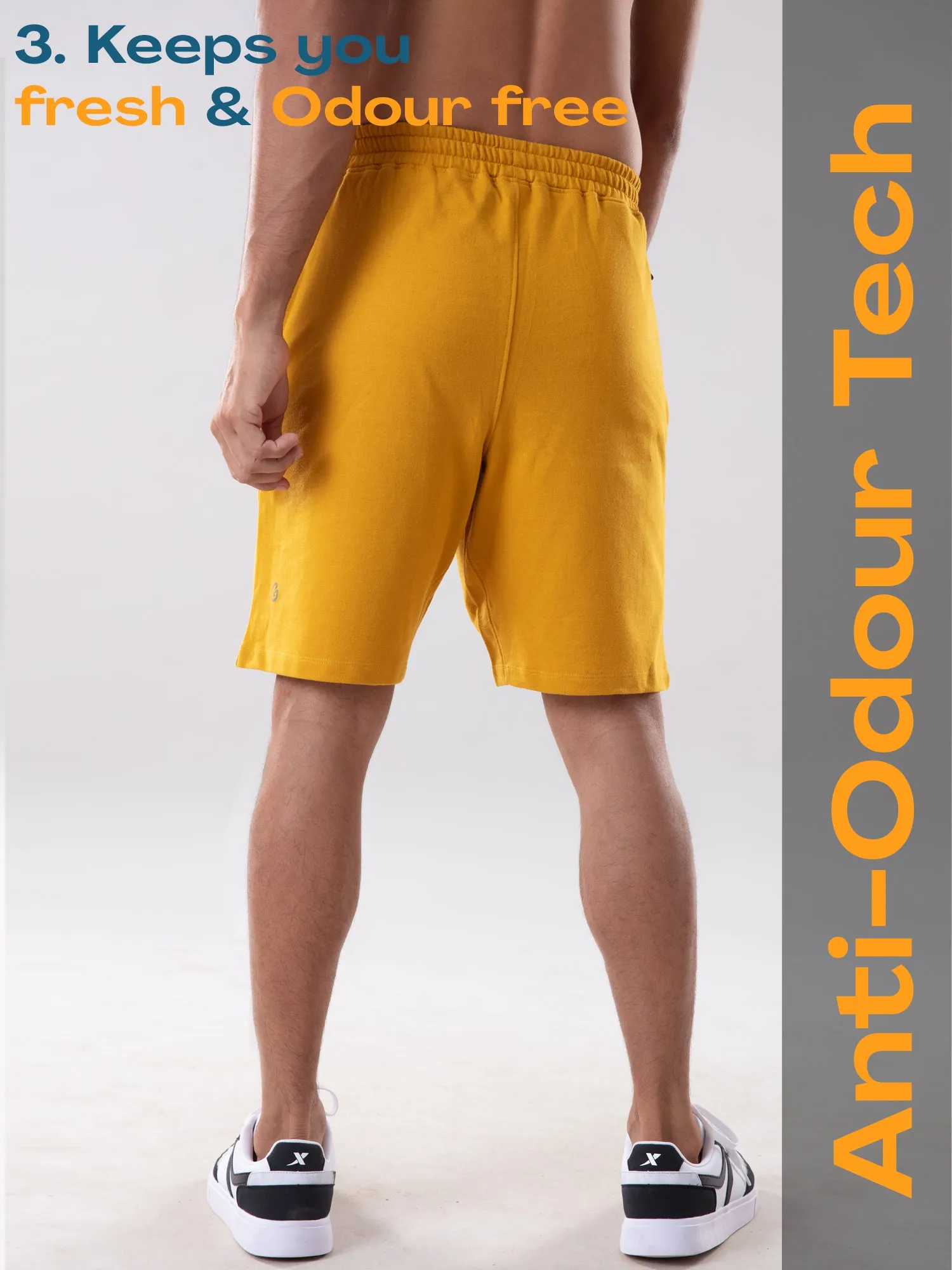 Anti Stain & Anti Odor Shorts with SAC Tech & Smart Pocket - Mustard