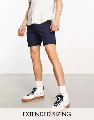 ASOS Mid Length Skinny Chino Shorts in Navy