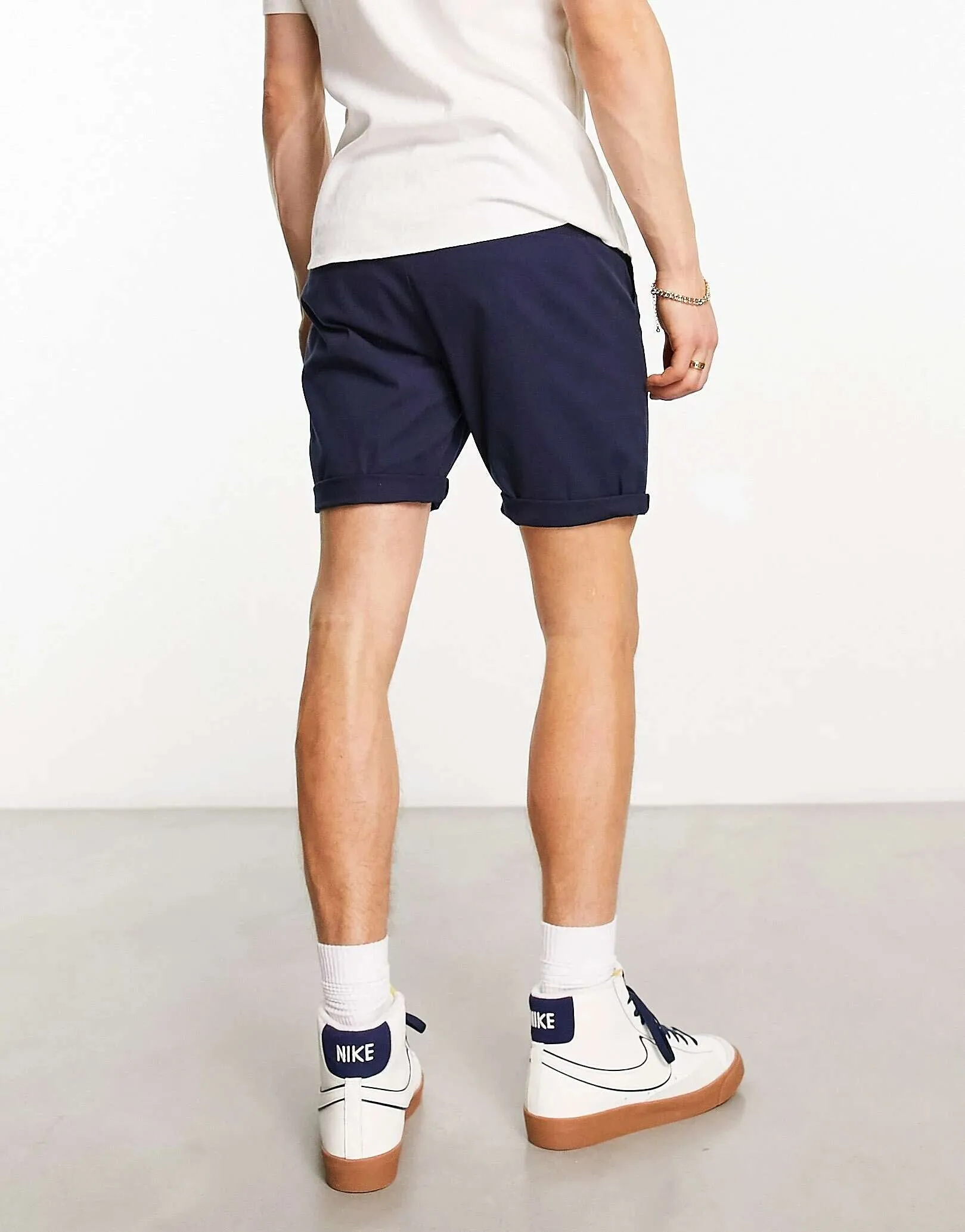 ASOS Mid Length Skinny Chino Shorts in Navy