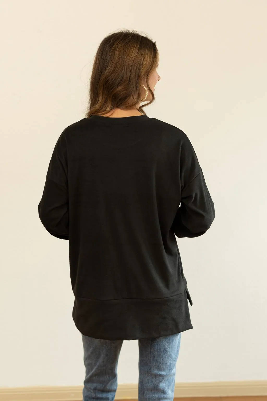 Black Micro fleece Crewneck