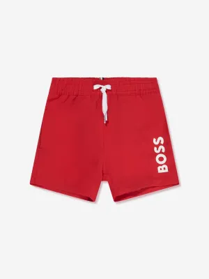 BOSS Baby Boys Logo Swim Shorts in Red