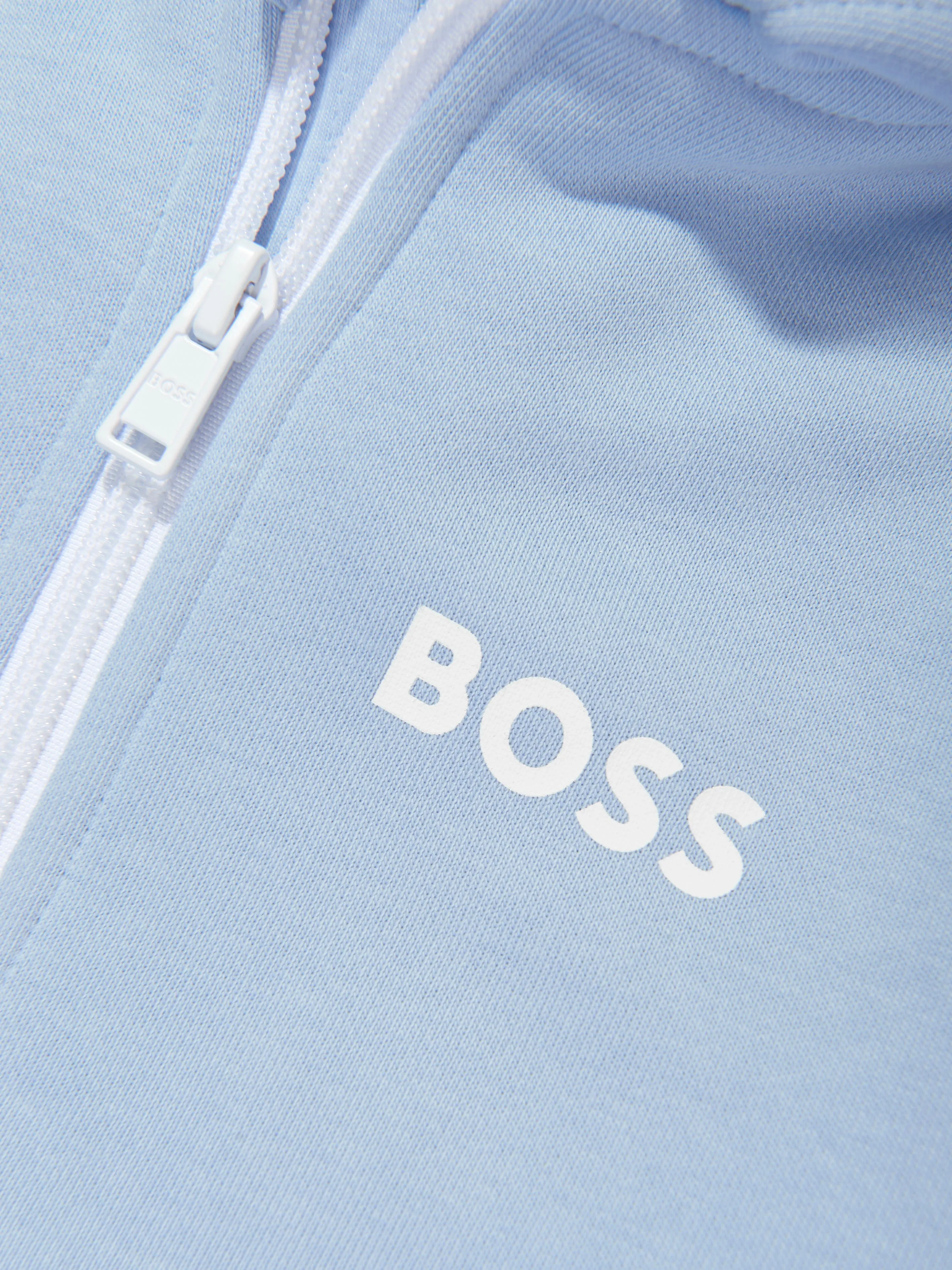 BOSS Boys Logo Zip Up Top in Blue