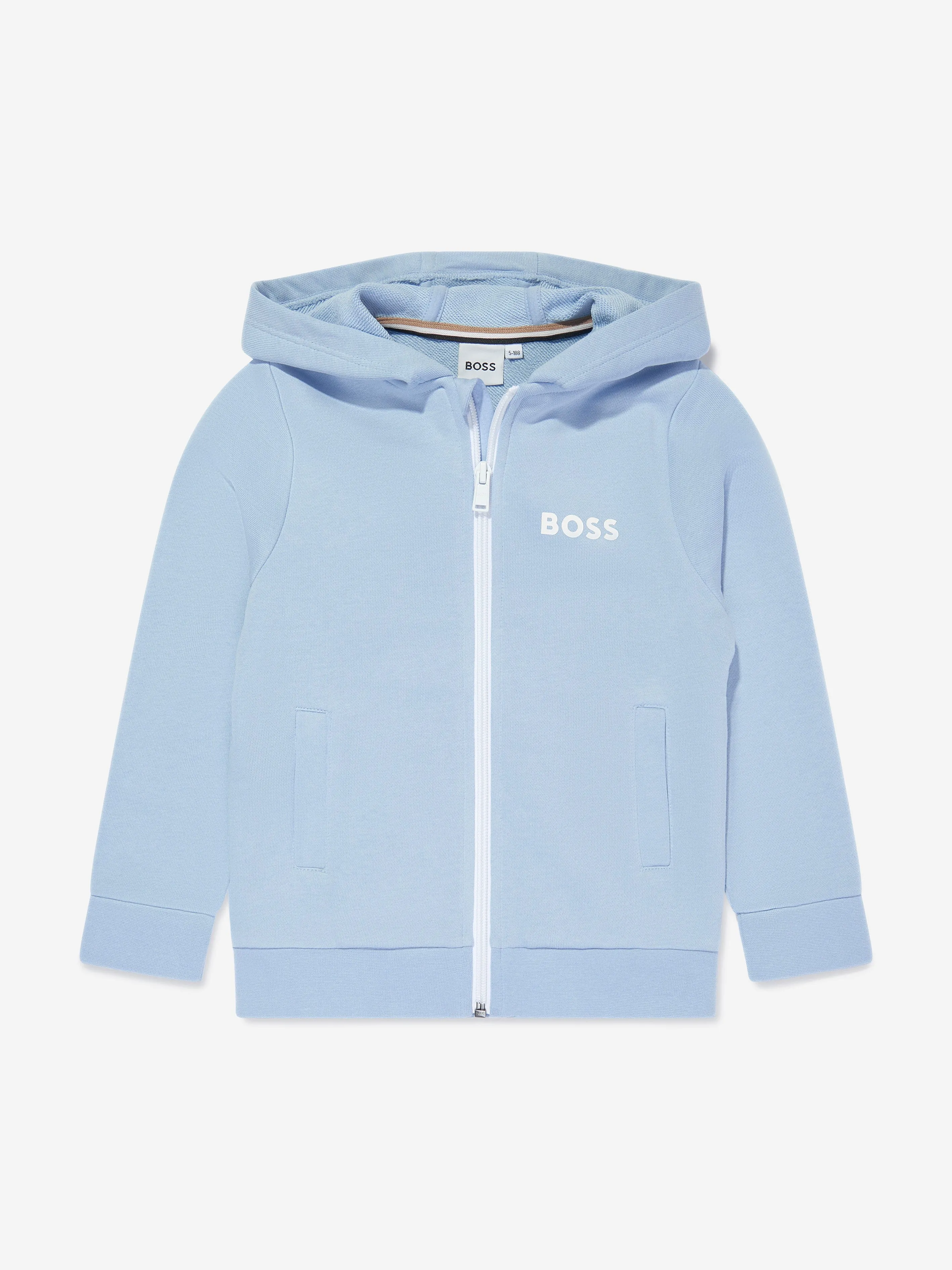 BOSS Boys Logo Zip Up Top in Blue