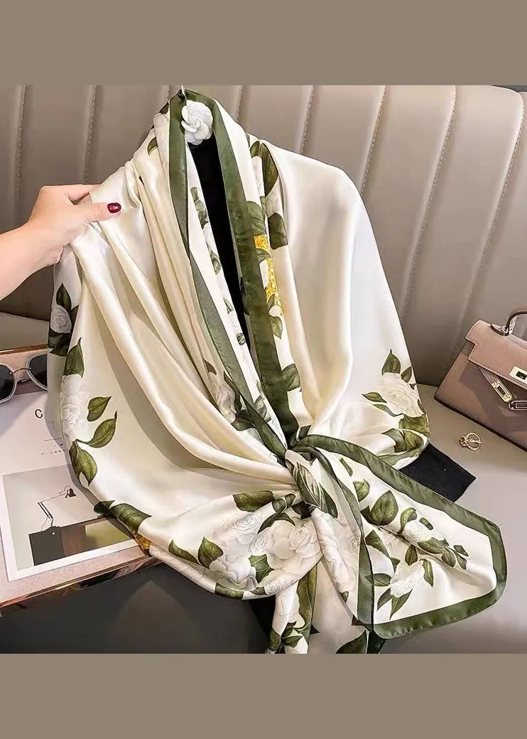 Boutique Elegant White Print Silk Scarf ML2325