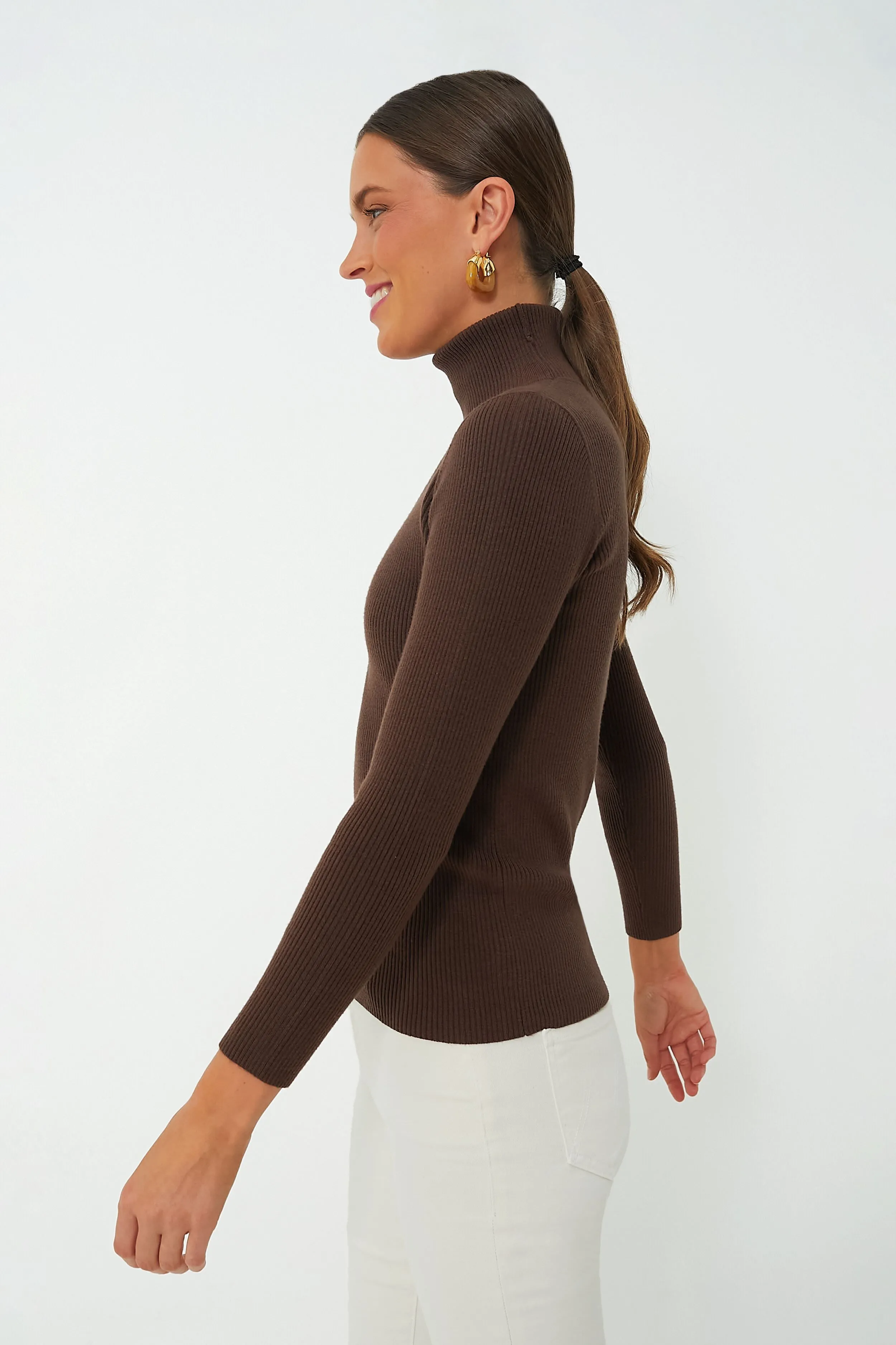 Brown Arlo Ribbed Turtleneck