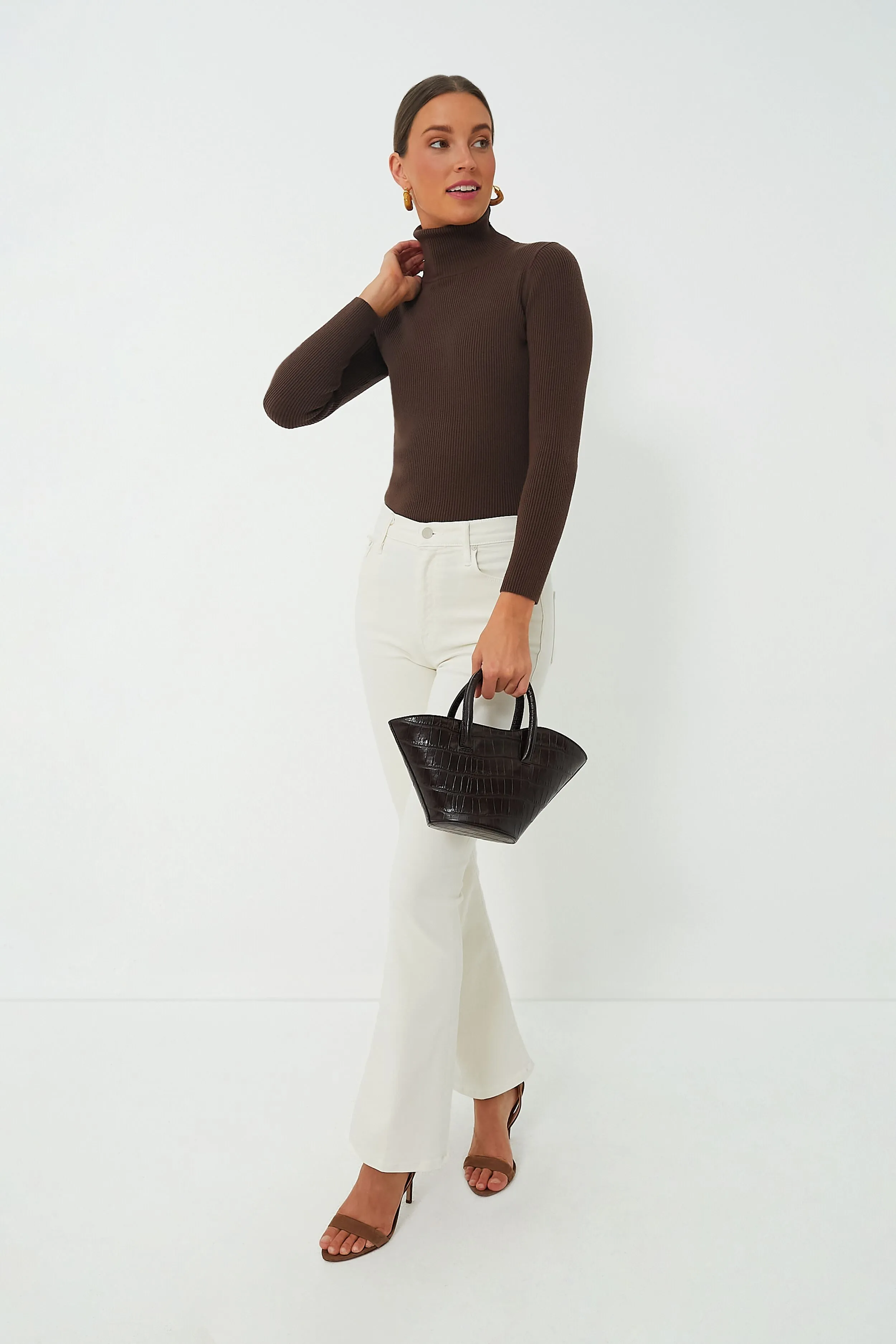 Brown Arlo Ribbed Turtleneck