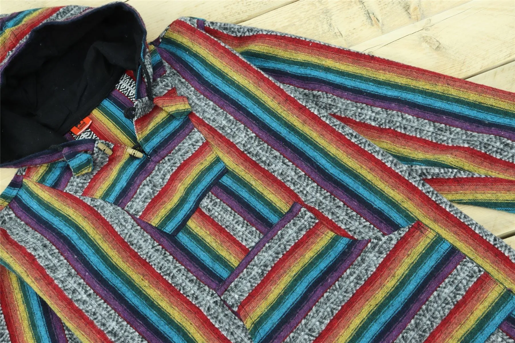 Brushed Gheri Cotton Baja Hoodie - Rainbow