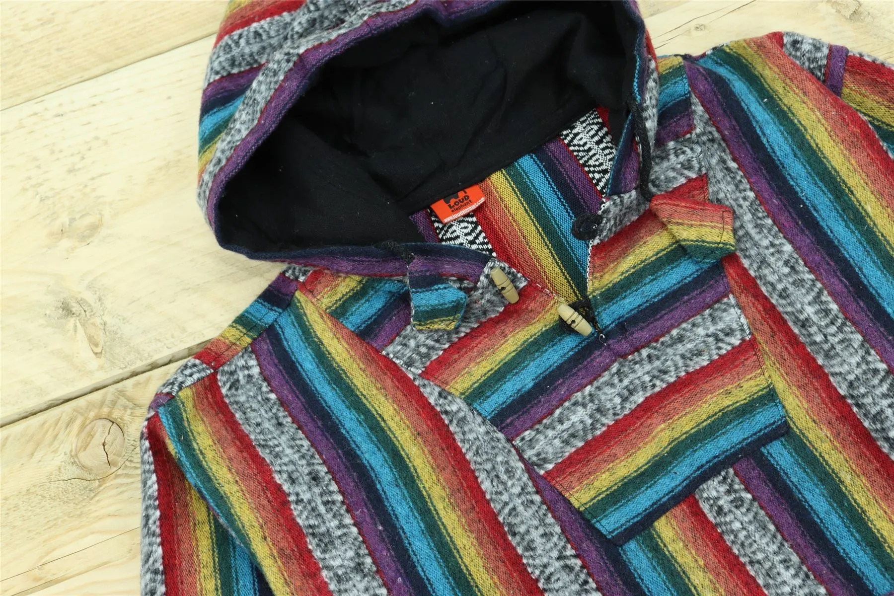 Brushed Gheri Cotton Baja Hoodie - Rainbow