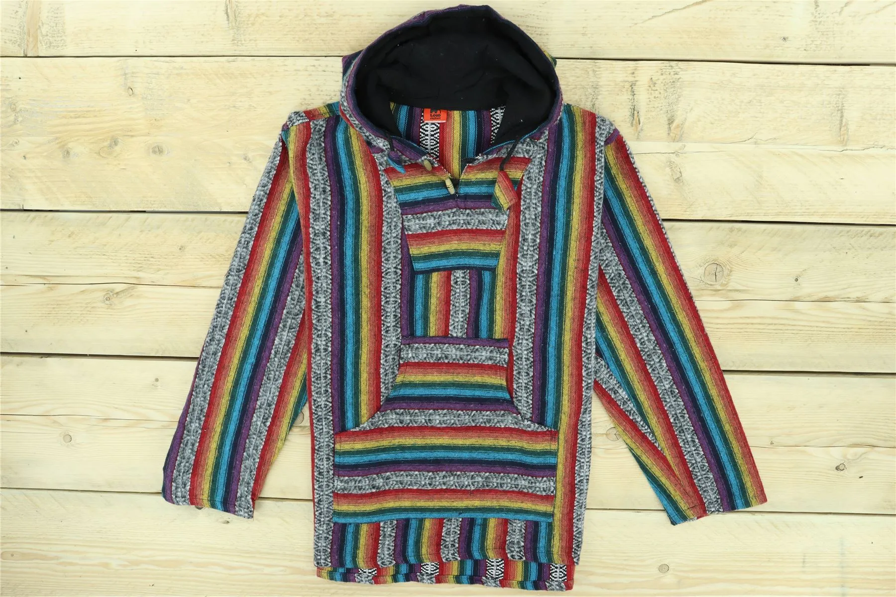 Brushed Gheri Cotton Baja Hoodie - Rainbow