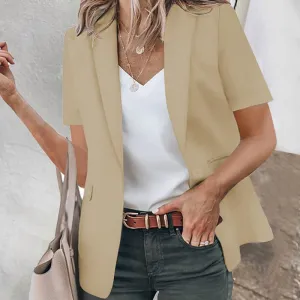 Casual Lapel Short Sleeve Plain Blazer