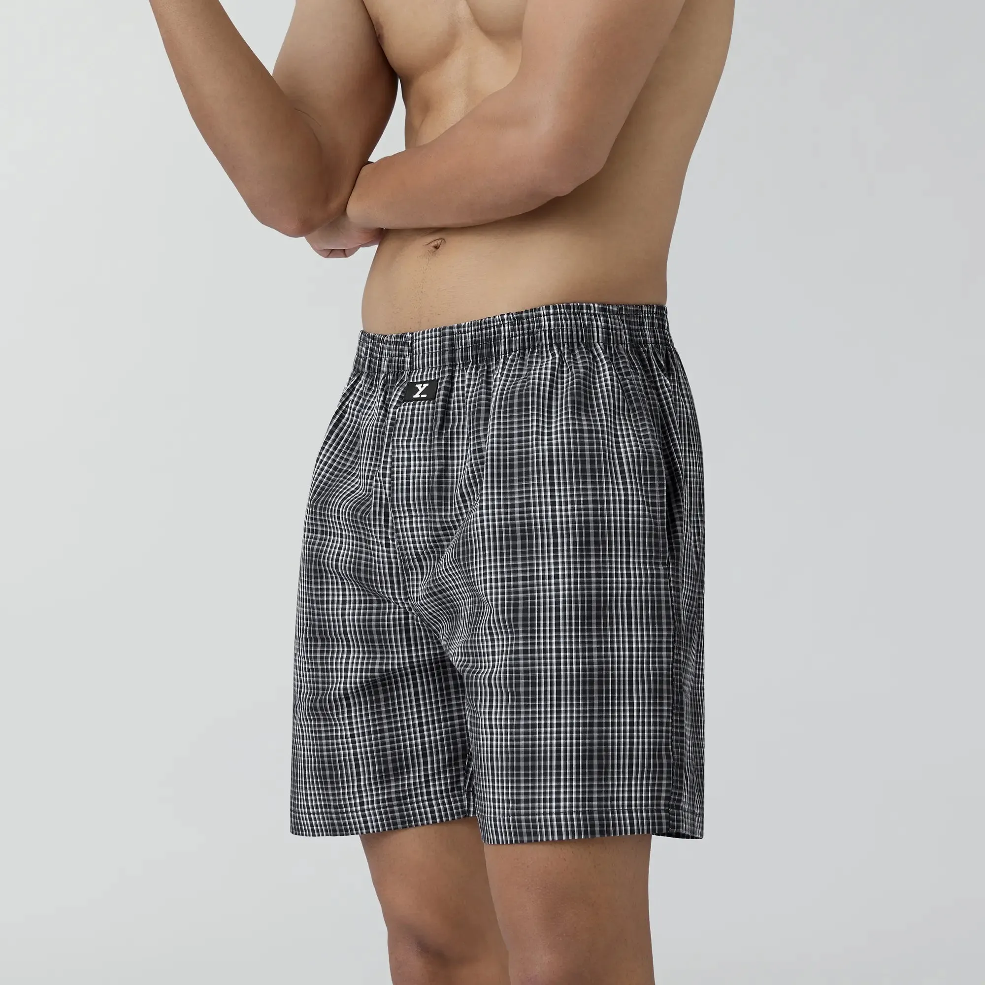 Checkmate Combed Cotton Boxer Shorts Smoke Grey