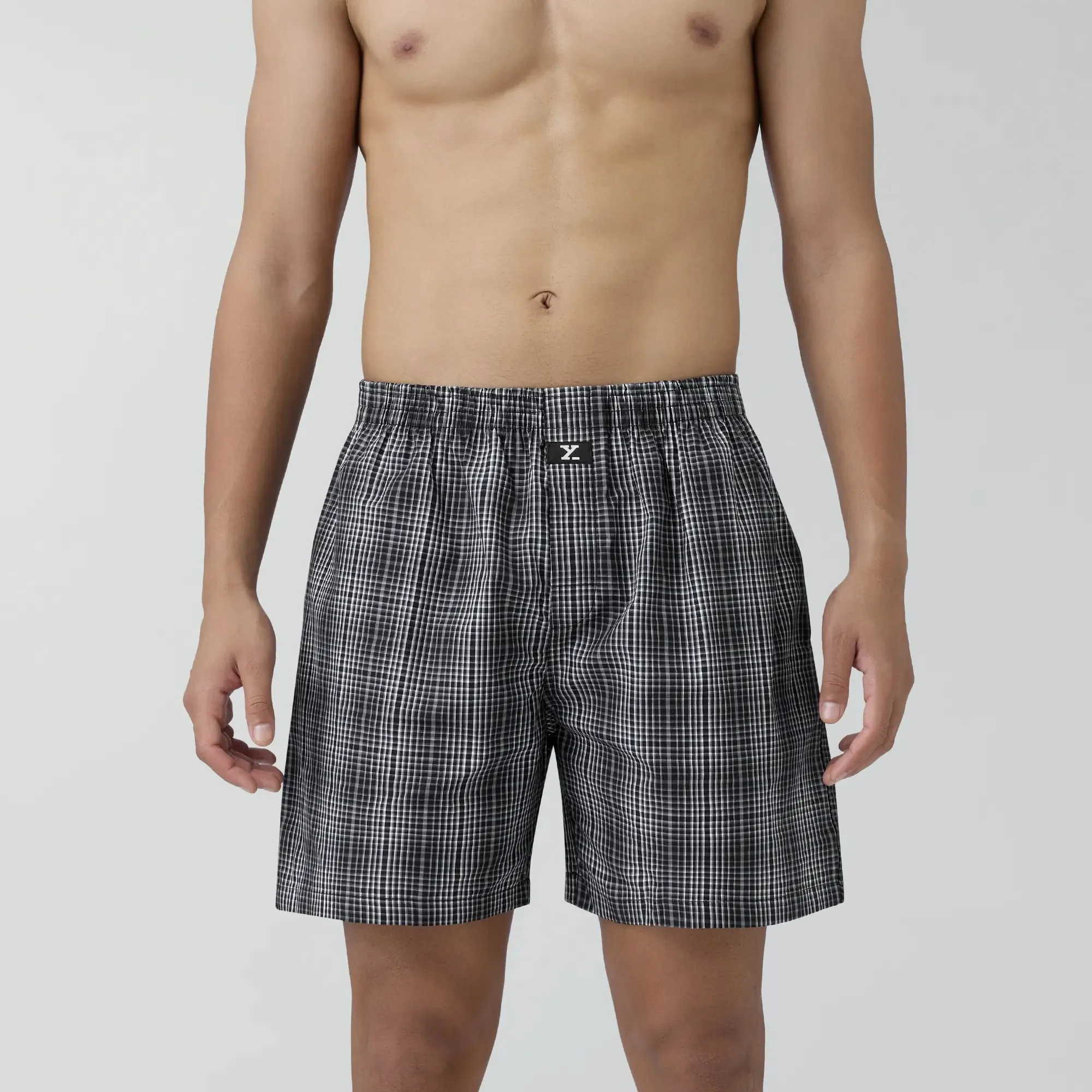 Checkmate Combed Cotton Boxer Shorts Smoke Grey