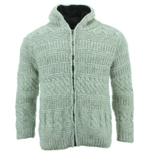 Chunky Wool Multi Knit Hoodie - Light Grey