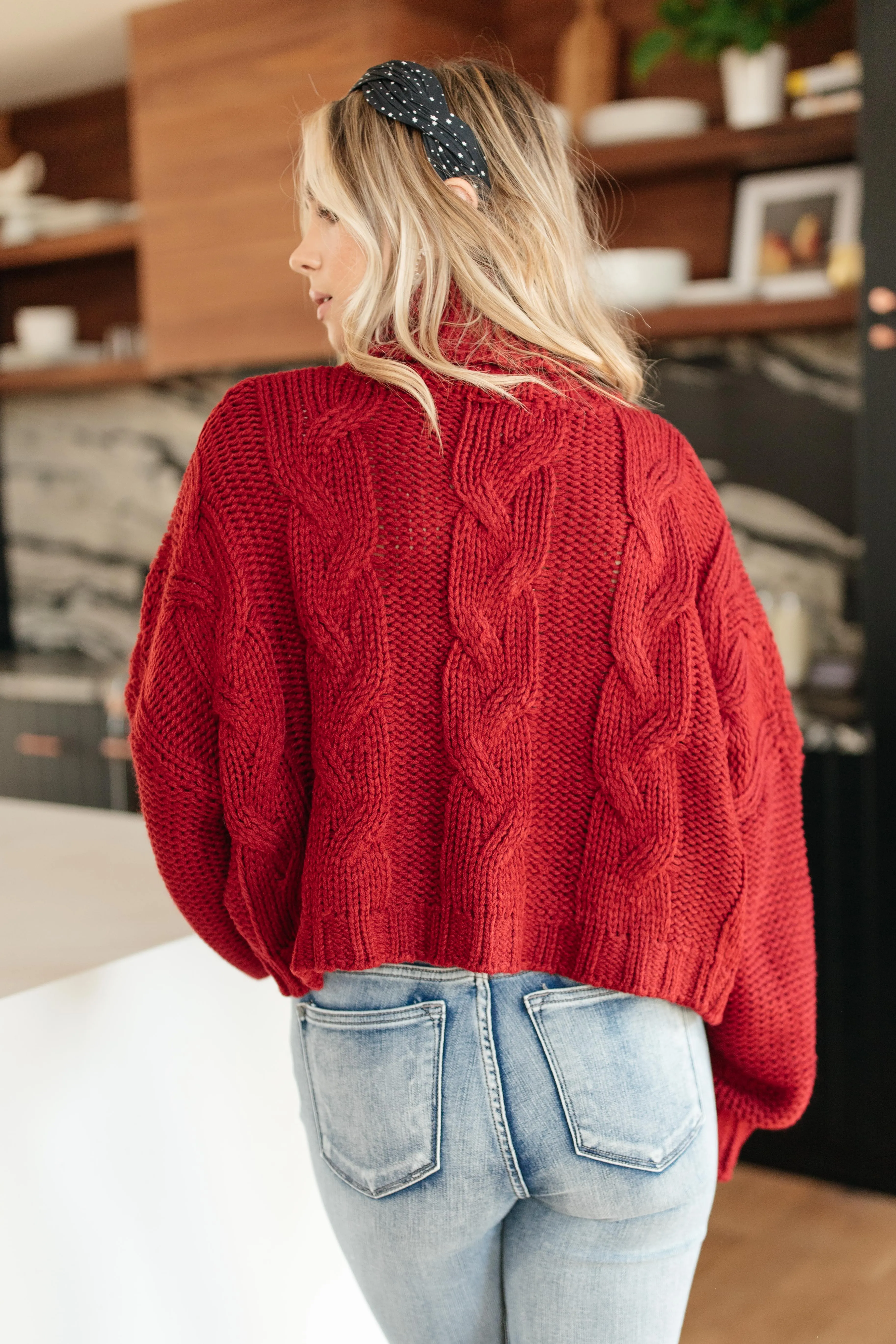 Classic Cable Knit Sweater in Cranberry