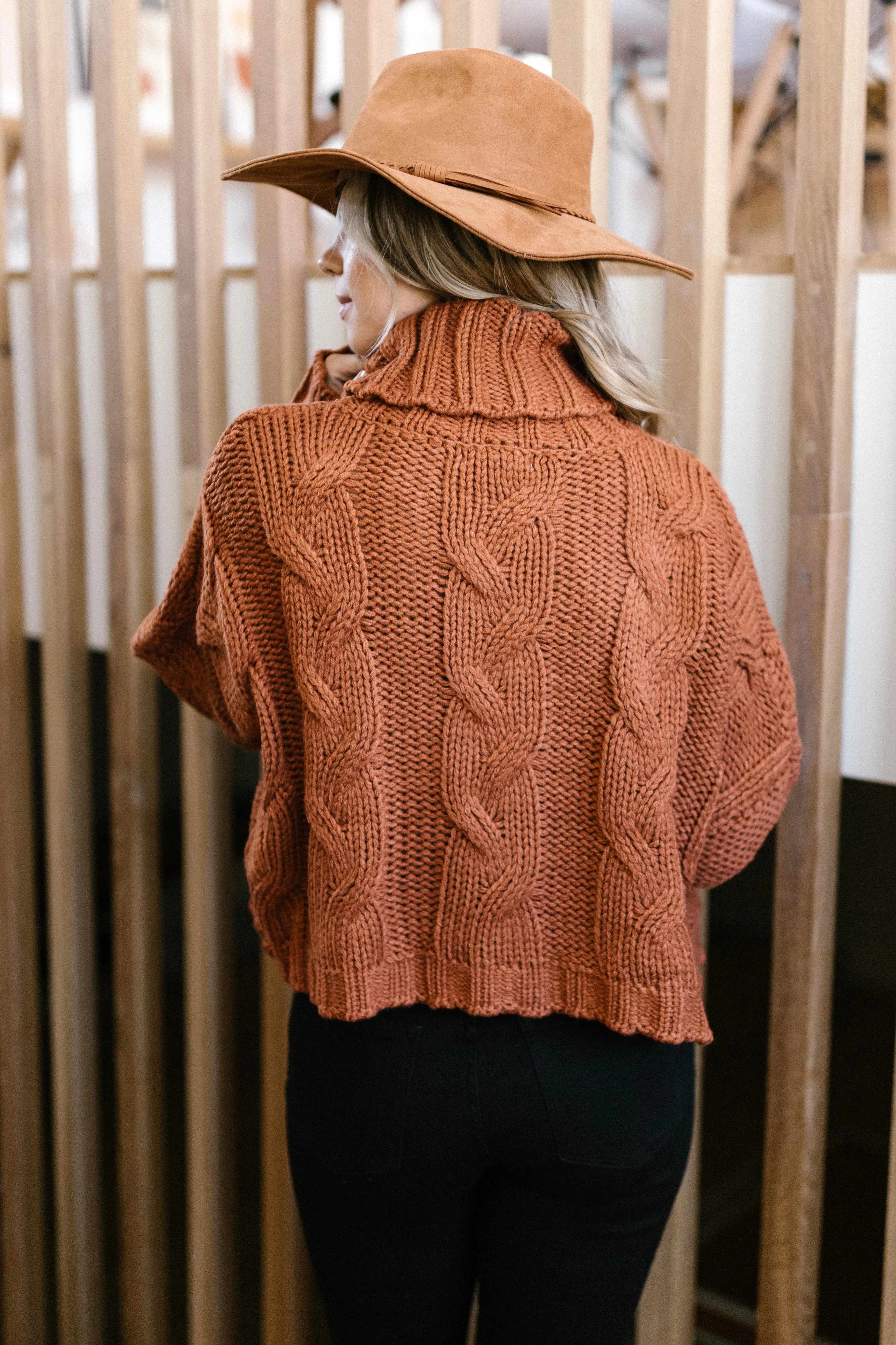 Classic Cable Knit Sweater in Ginger Spice