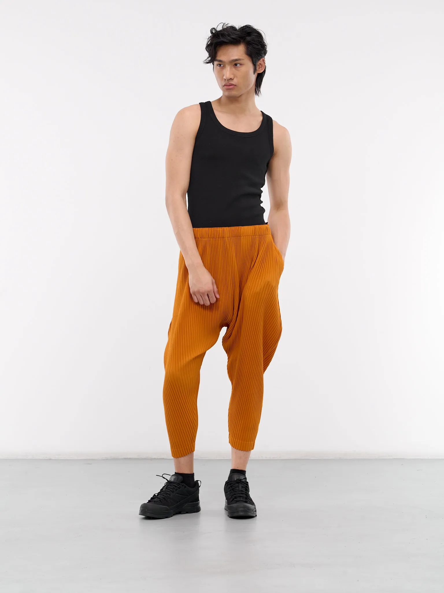 Colorful Pleats Pants (HP46JF141-34-FLAME-ORANGE)