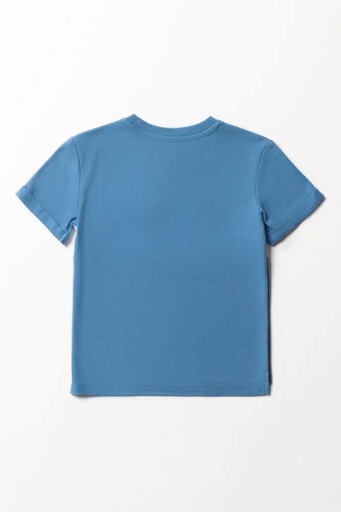 Colourblock Short Sleeve T-Shirt Blue