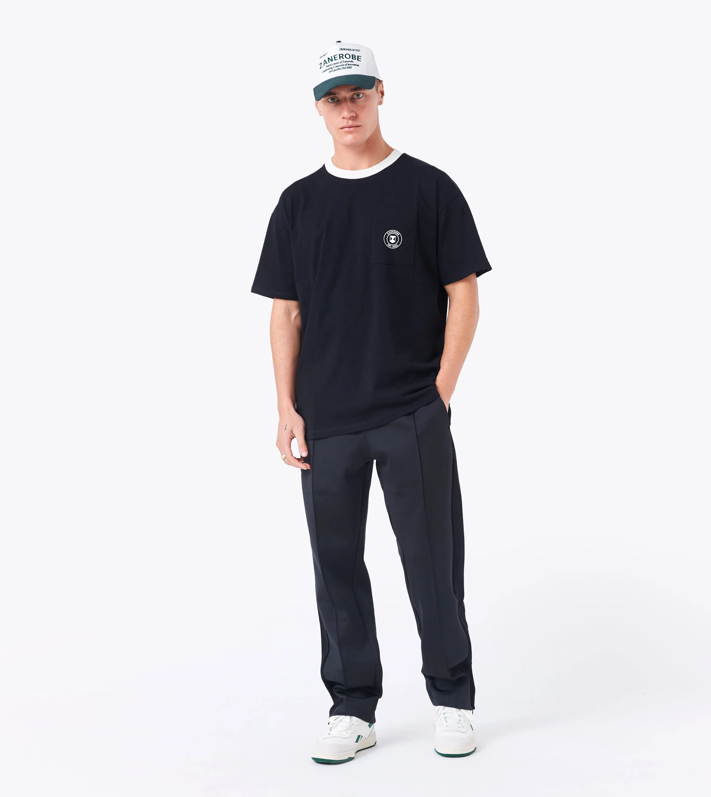 Contrast Emblem Box Tee Black/Vintage White