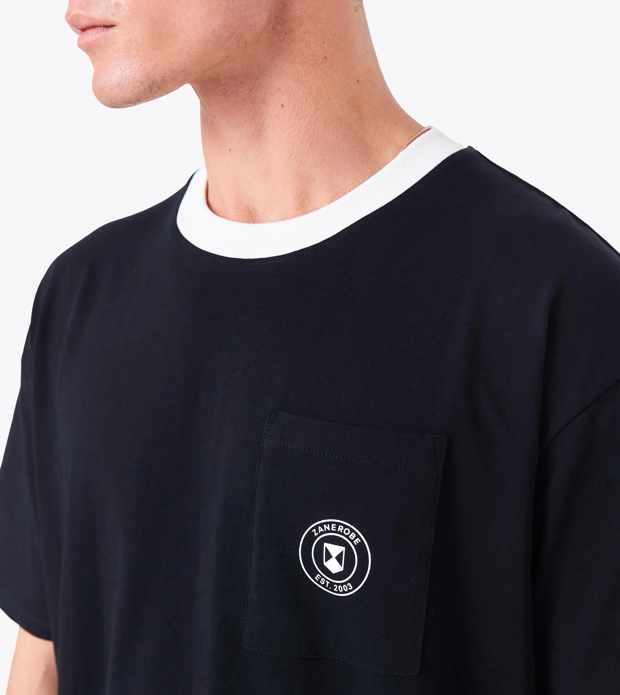 Contrast Emblem Box Tee Black/Vintage White