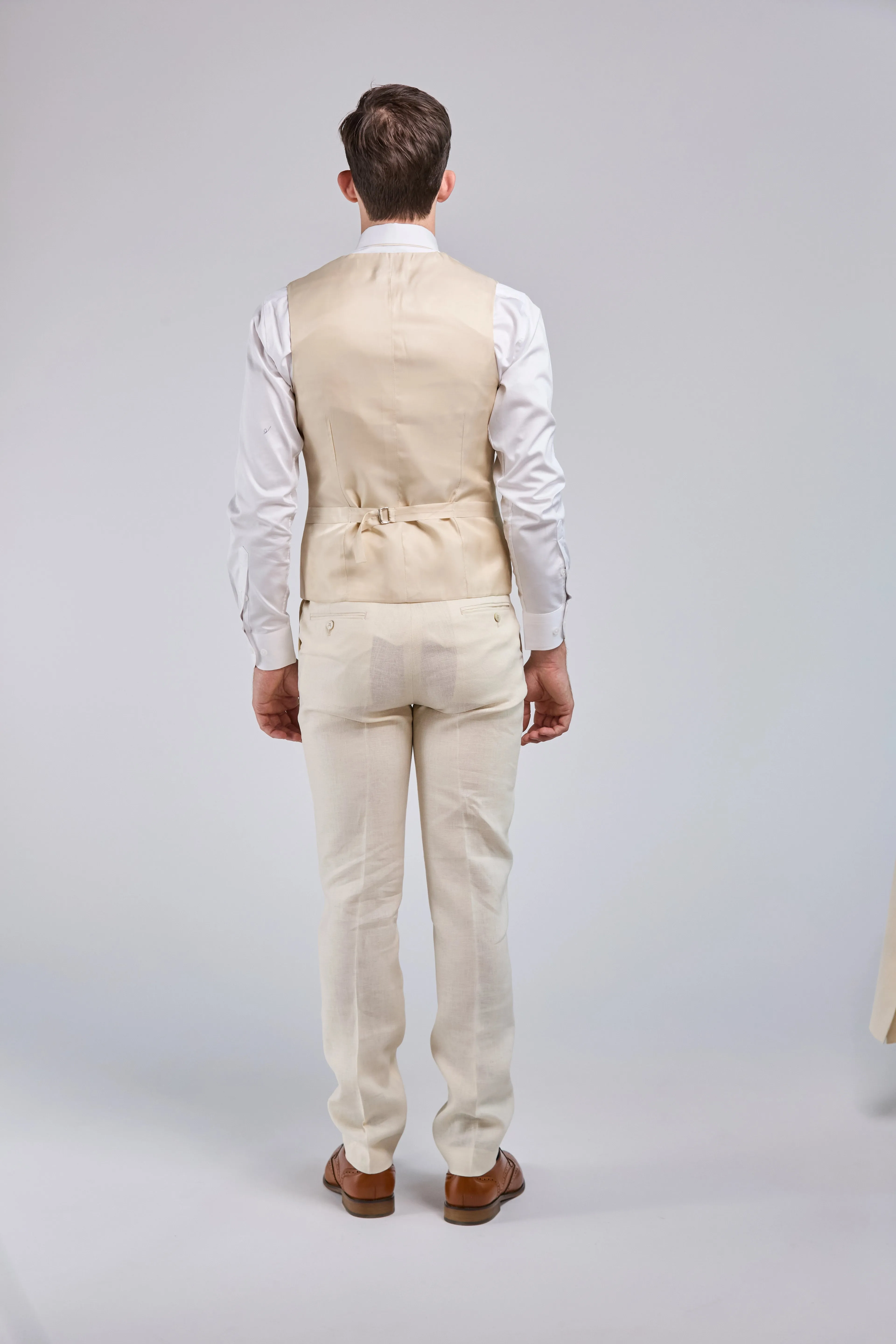 Cream Linen 3 Piece Suit