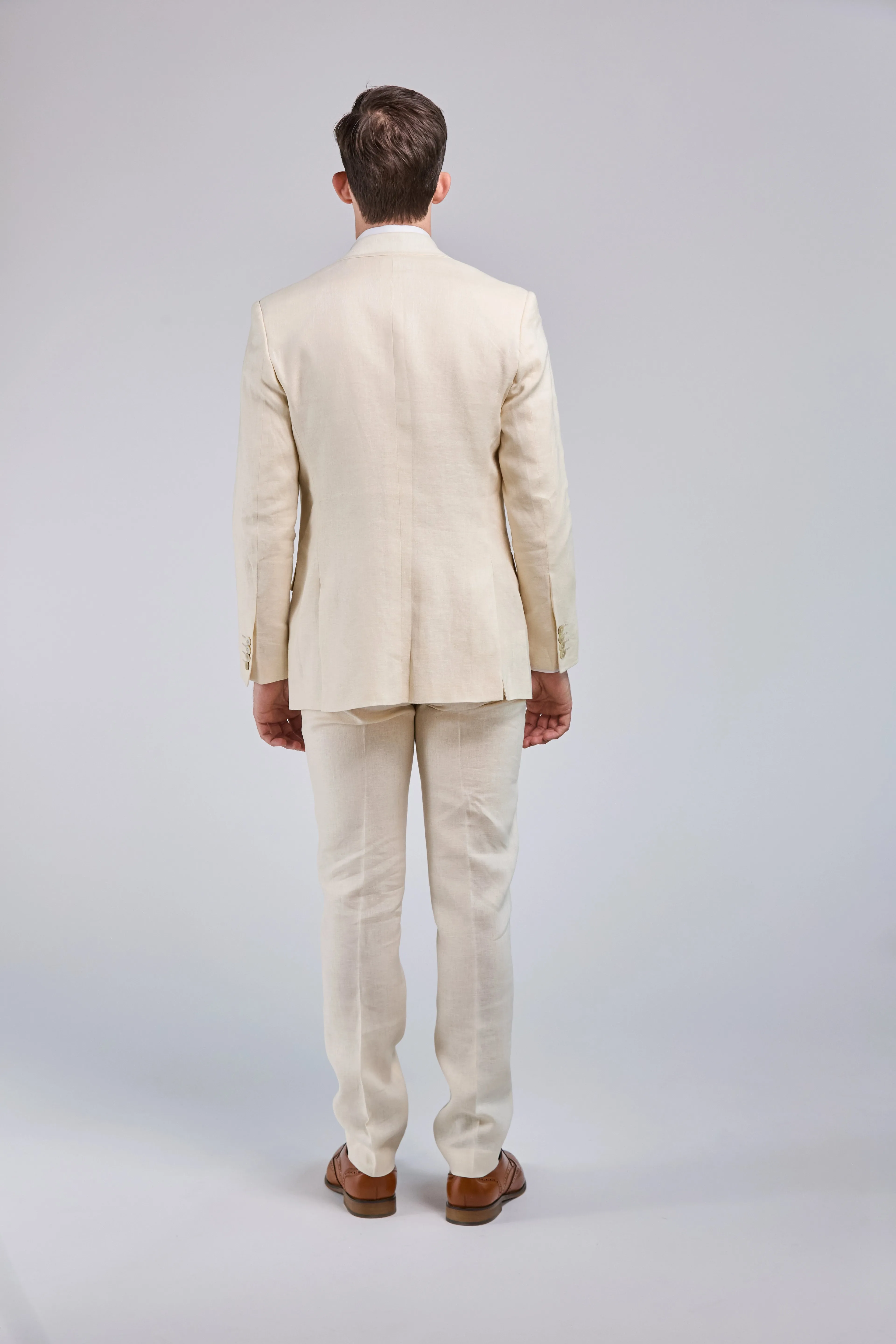 Cream Linen 3 Piece Suit