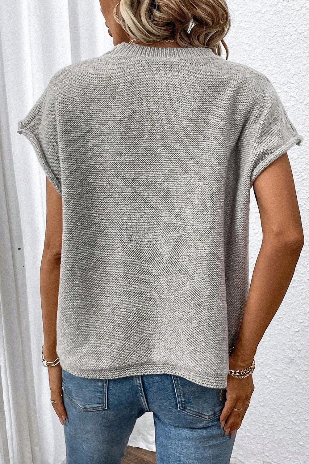 Crew Neck Short Sleeve Sweater