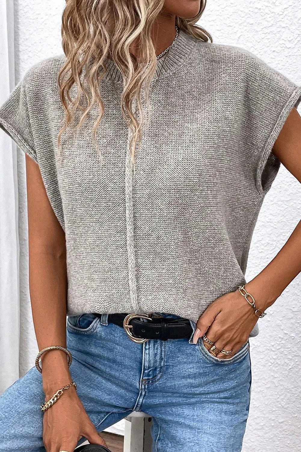 Crew Neck Short Sleeve Sweater