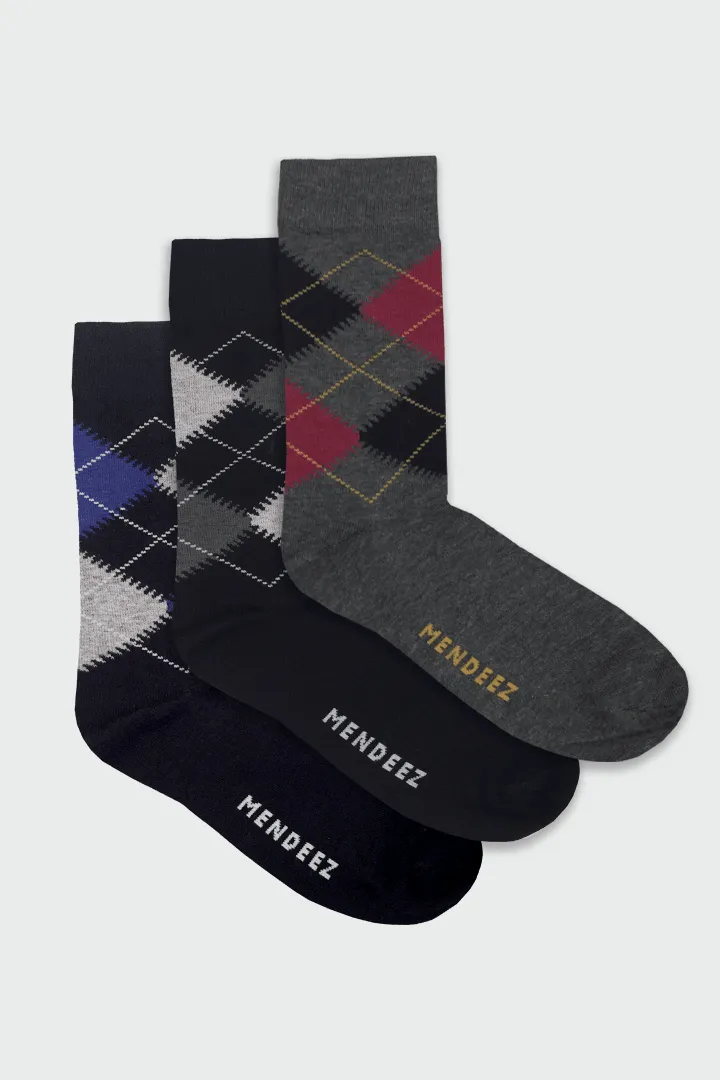 Diamond Patch Pack of 3 – Printed Crew Socks