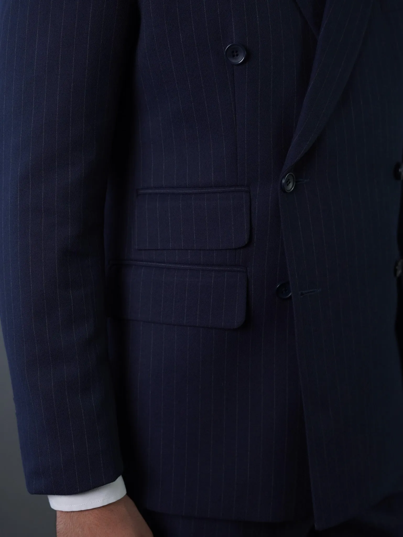 Double breasted suit - navy striped