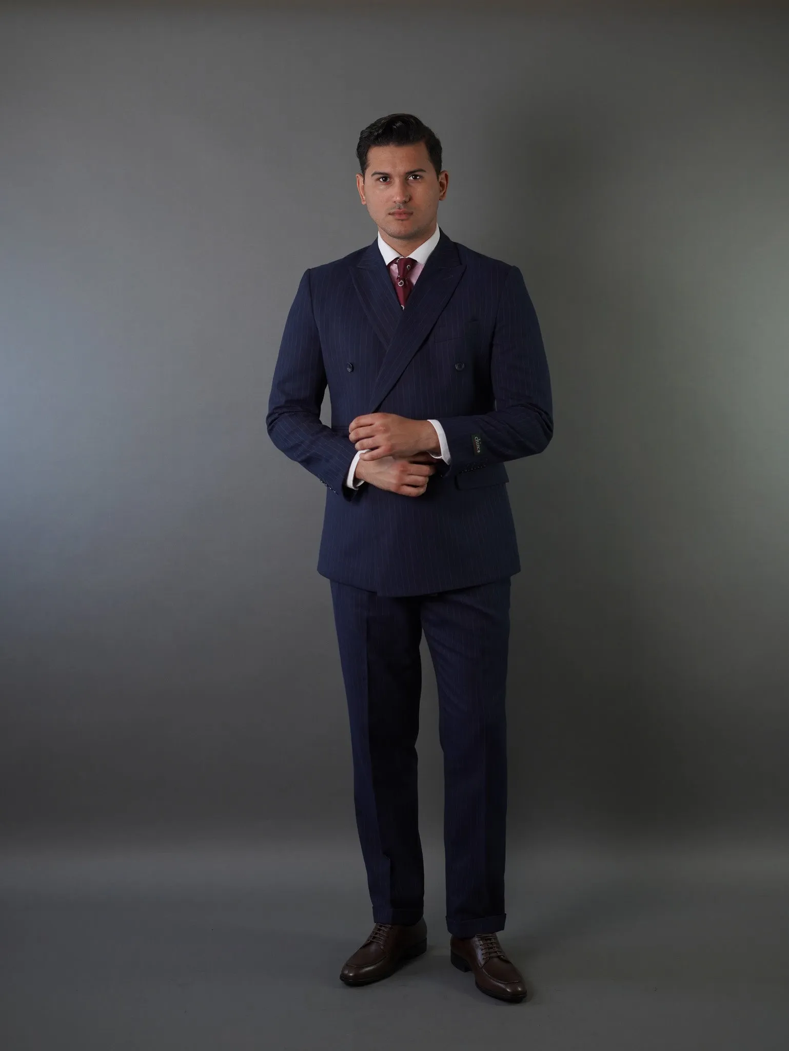 Double breasted suit - navy striped