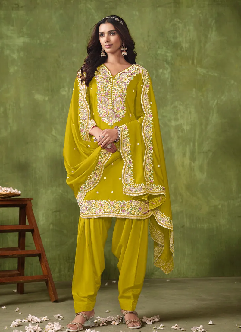 Elegant PV Chanderi Straight Salwar Suit