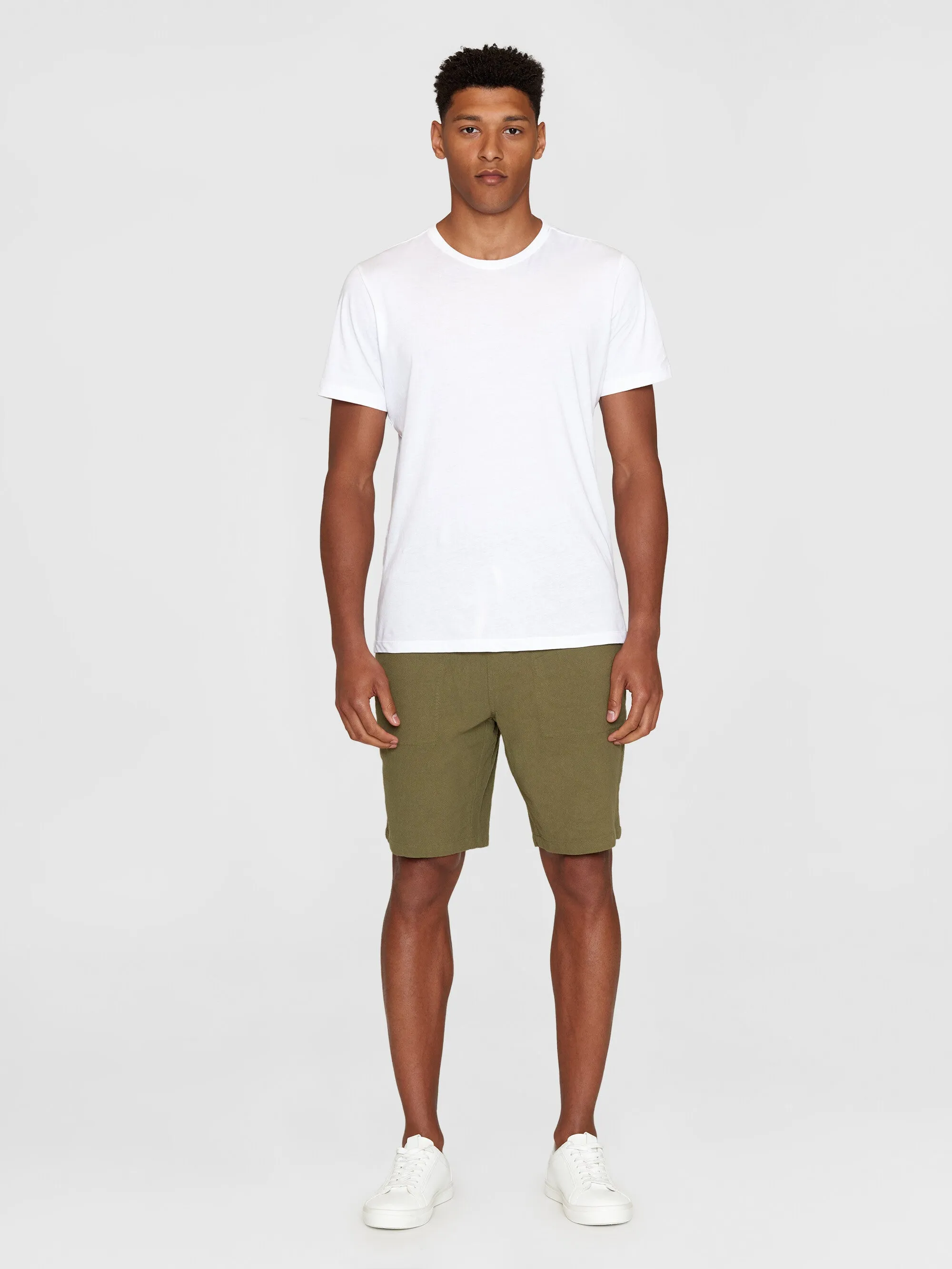 FIG loose crushed cotton shorts - GOTS/Vegan - Burned Olive