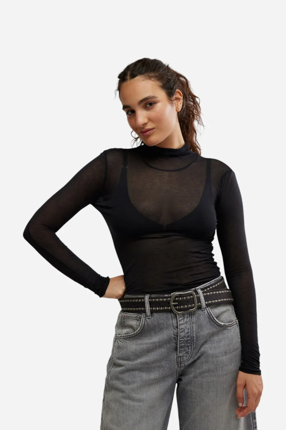 Free People On Air Turtleneck in Black