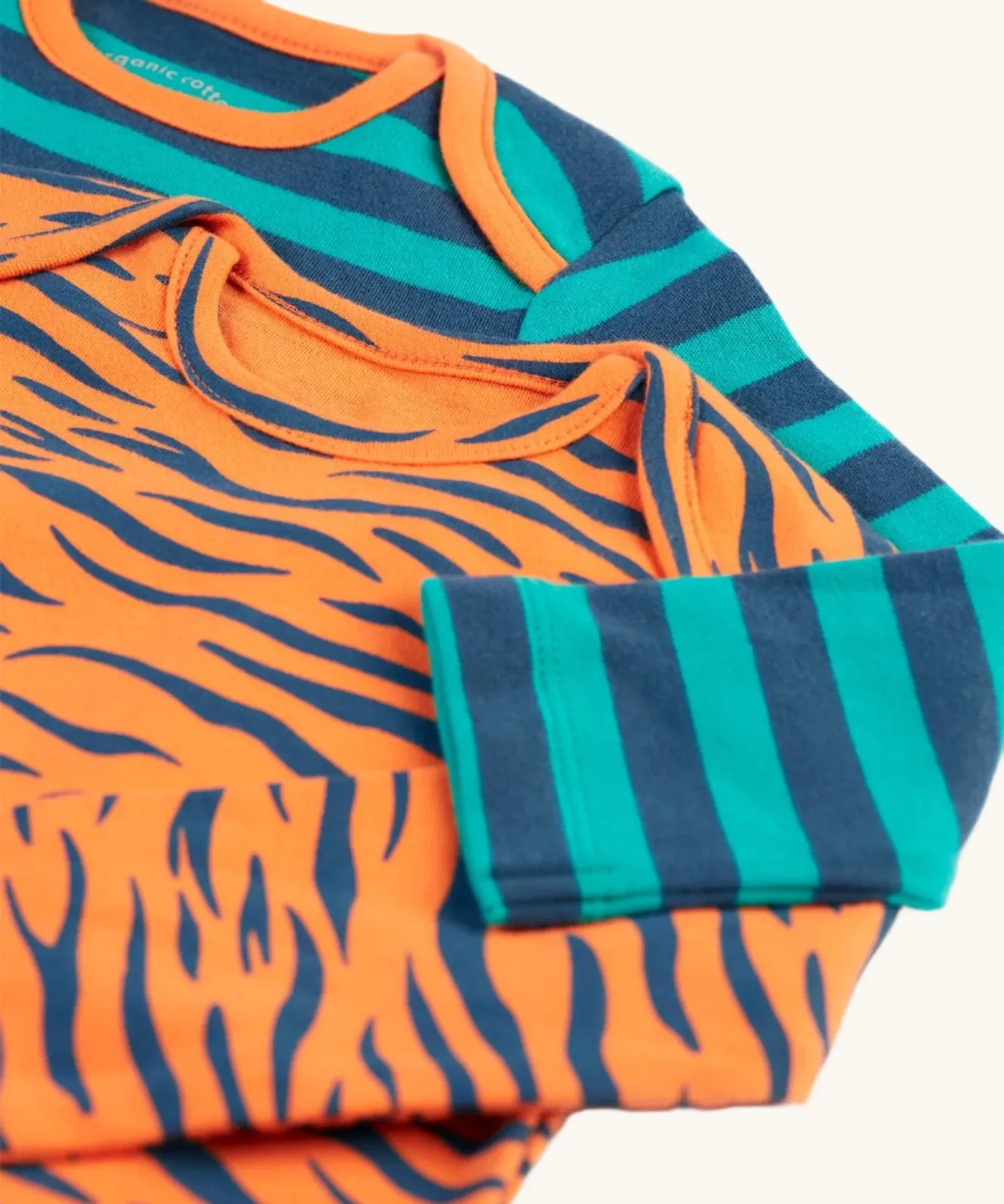 Frugi Super Special 2 Pack Body - Tiger/Iguana Stripe