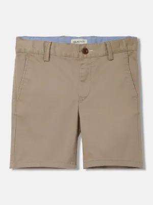 Gant Boys Beige Solid Mid-rise Regular Fit Chino Shorts