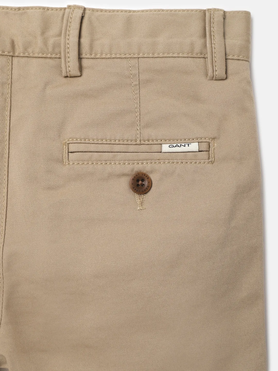 Gant Boys Beige Solid Mid-rise Regular Fit Chino Shorts