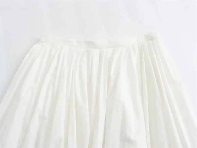 Girlary Women's Midi Skirt 2024 New Summer Fashion A-line Pleated Skirt for Women Casual Chic White Ladies Skirts