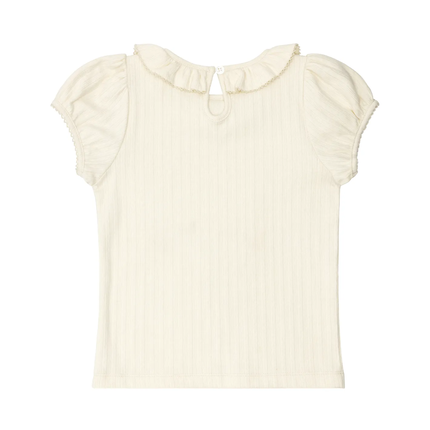 girls crème pointelle puff sleeve blouse