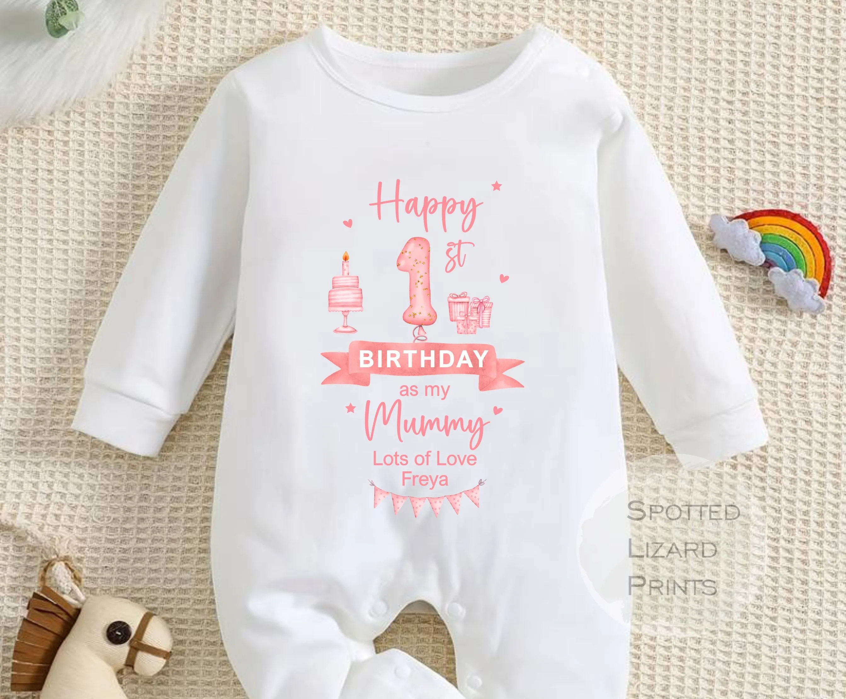 Happy First Birthday MUMMY Baby Outfit (First Birthday 1st Birthday Mummy Mum Birthday l New Mum Gift | Love My Mum)