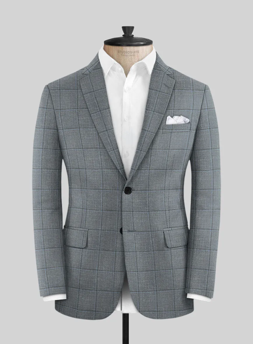 Italian Murano Lig Gray Wool Linen Silk Suit