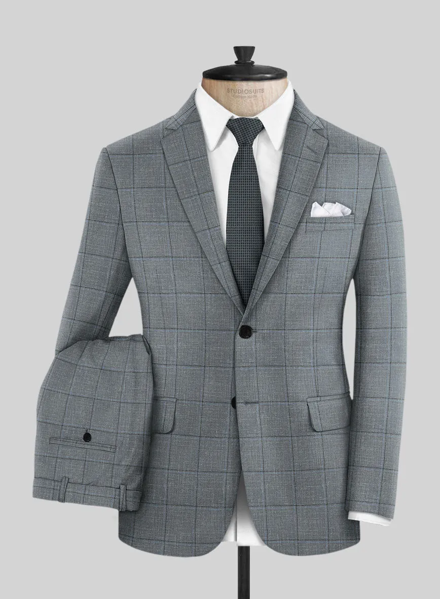 Italian Murano Lig Gray Wool Linen Silk Suit