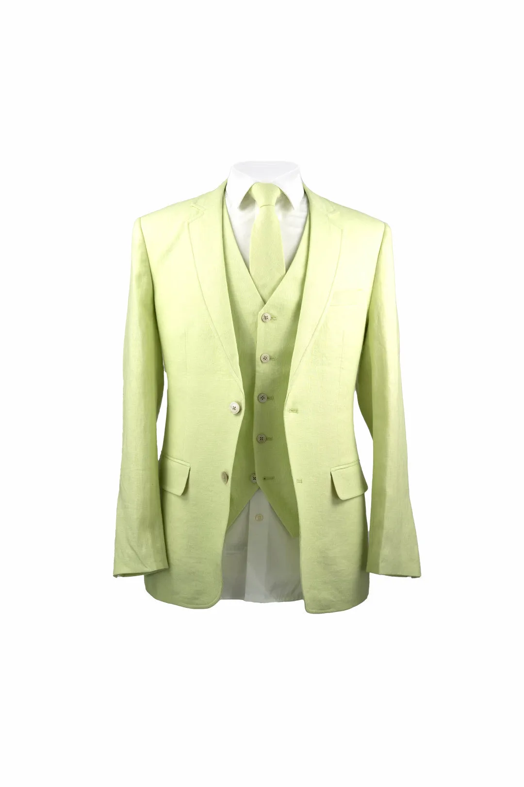 Lime Green Linen 3 Piece Suit