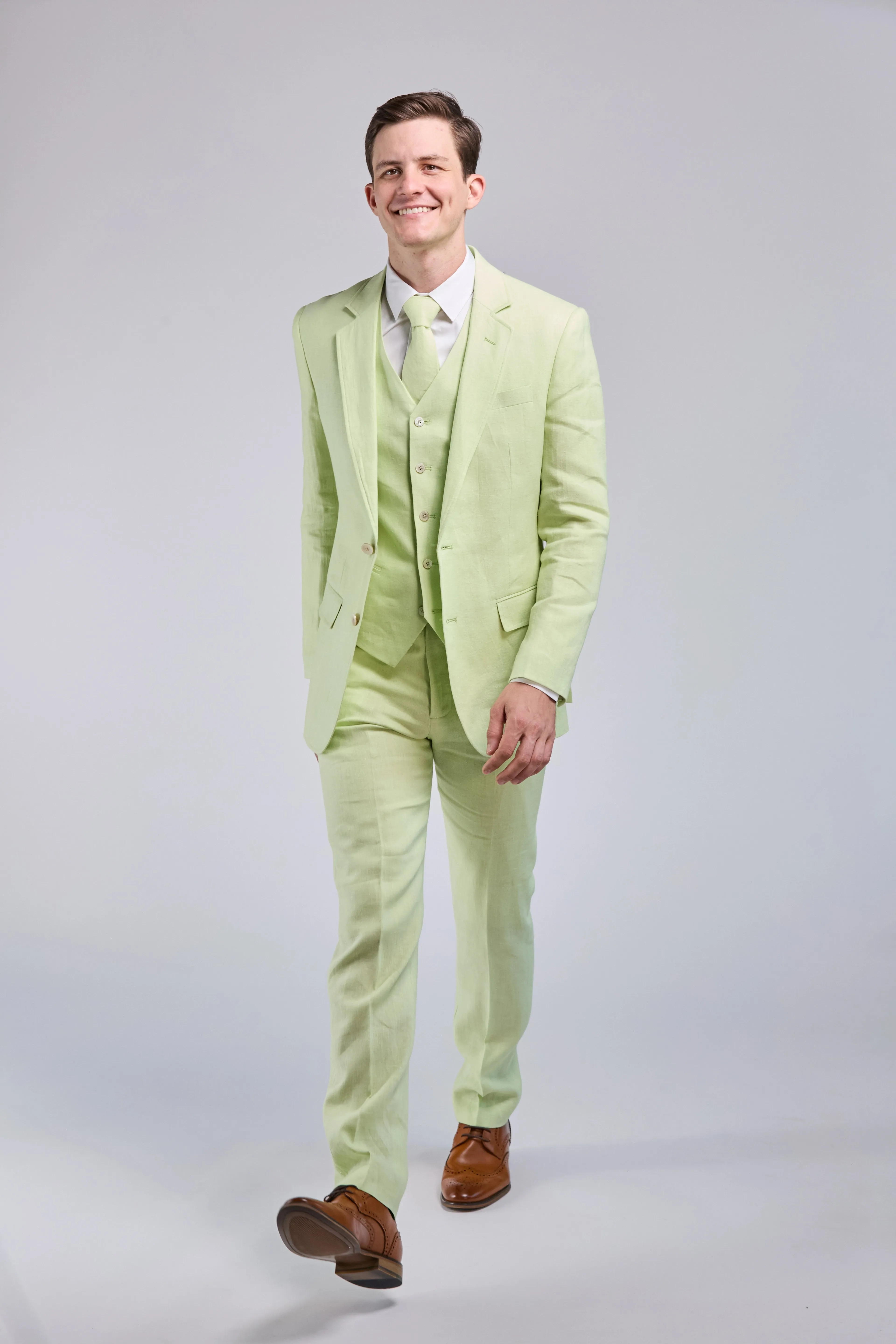 Lime Green Linen 3 Piece Suit