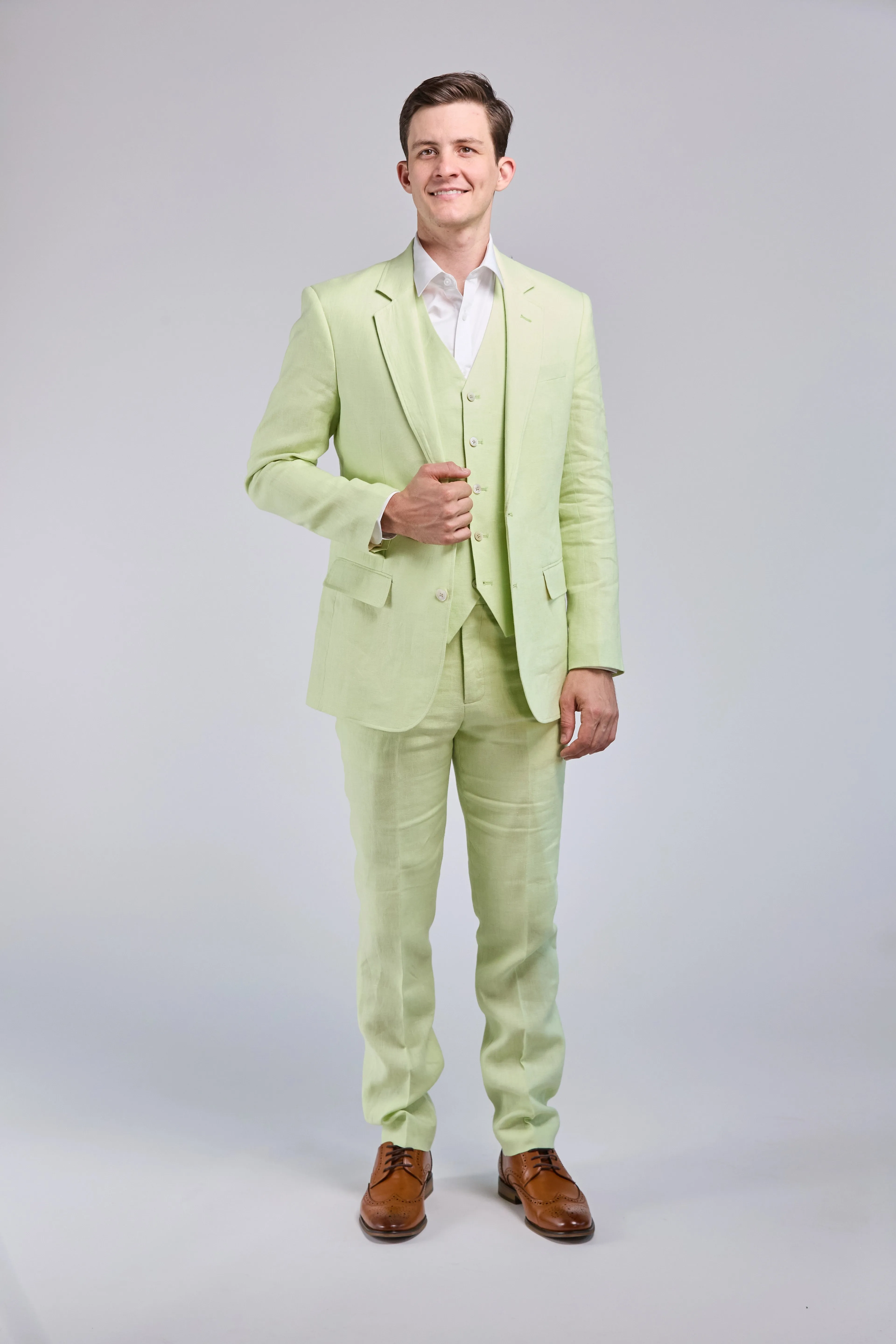 Lime Green Linen 3 Piece Suit