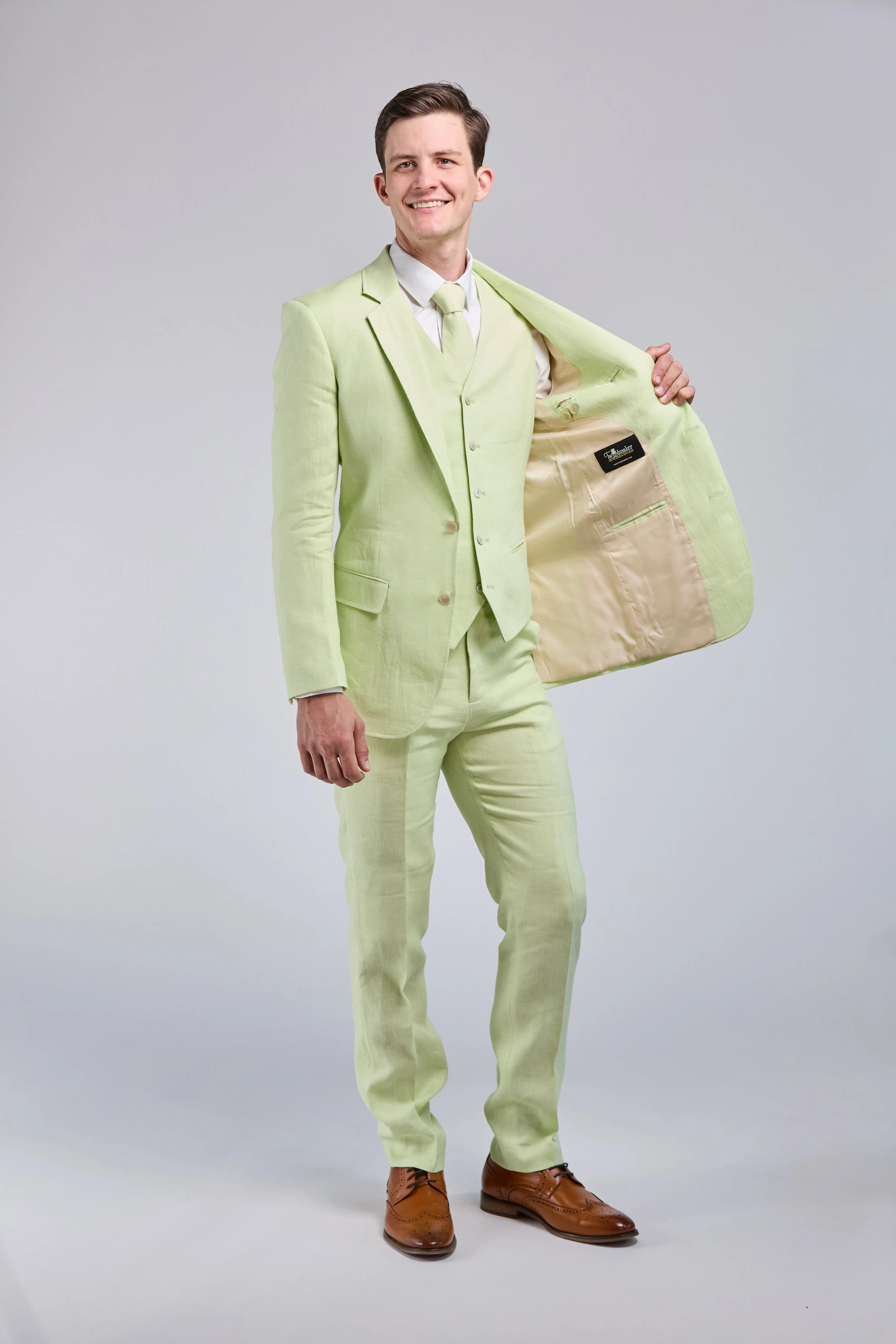 Lime Green Linen 3 Piece Suit