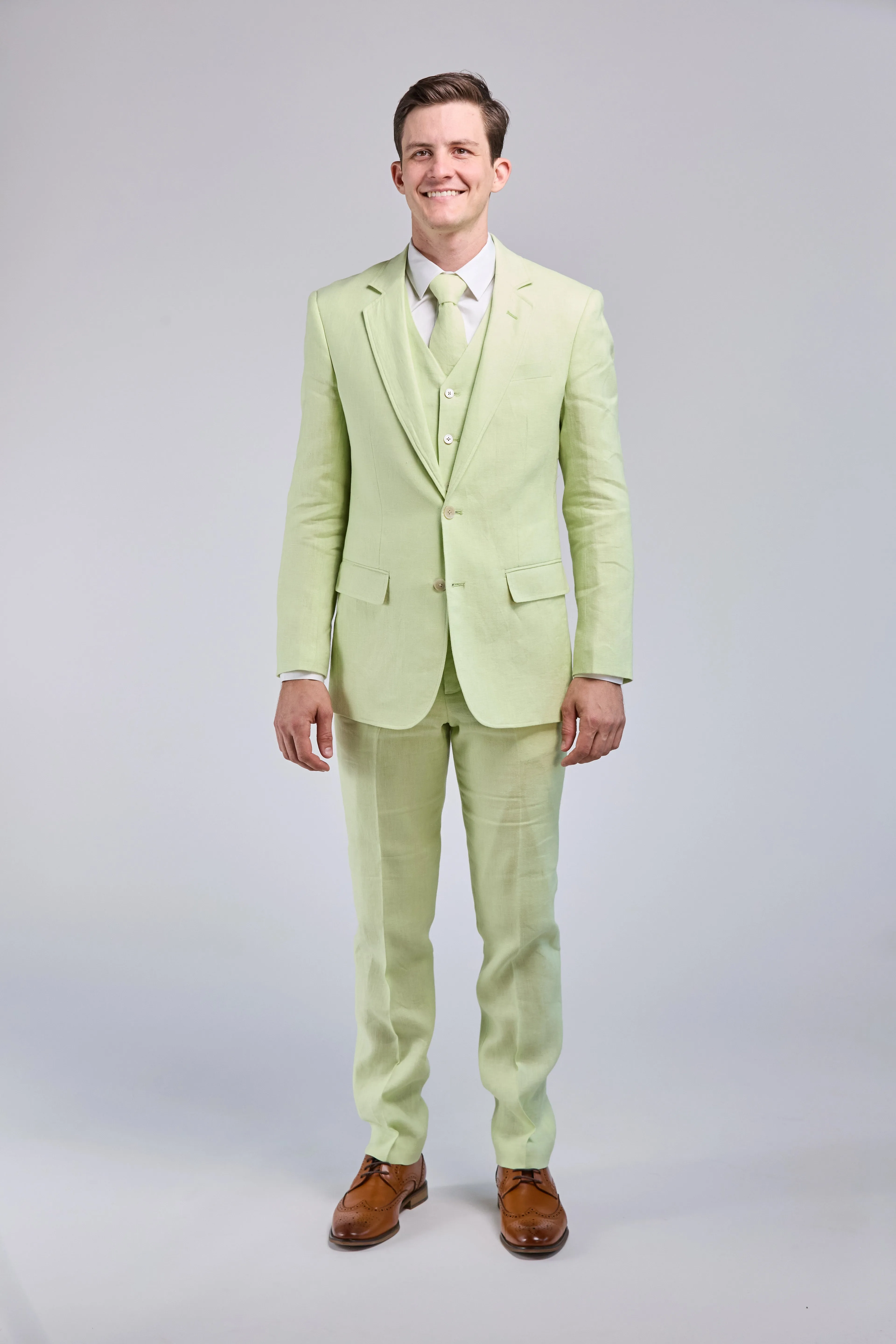 Lime Green Linen 3 Piece Suit