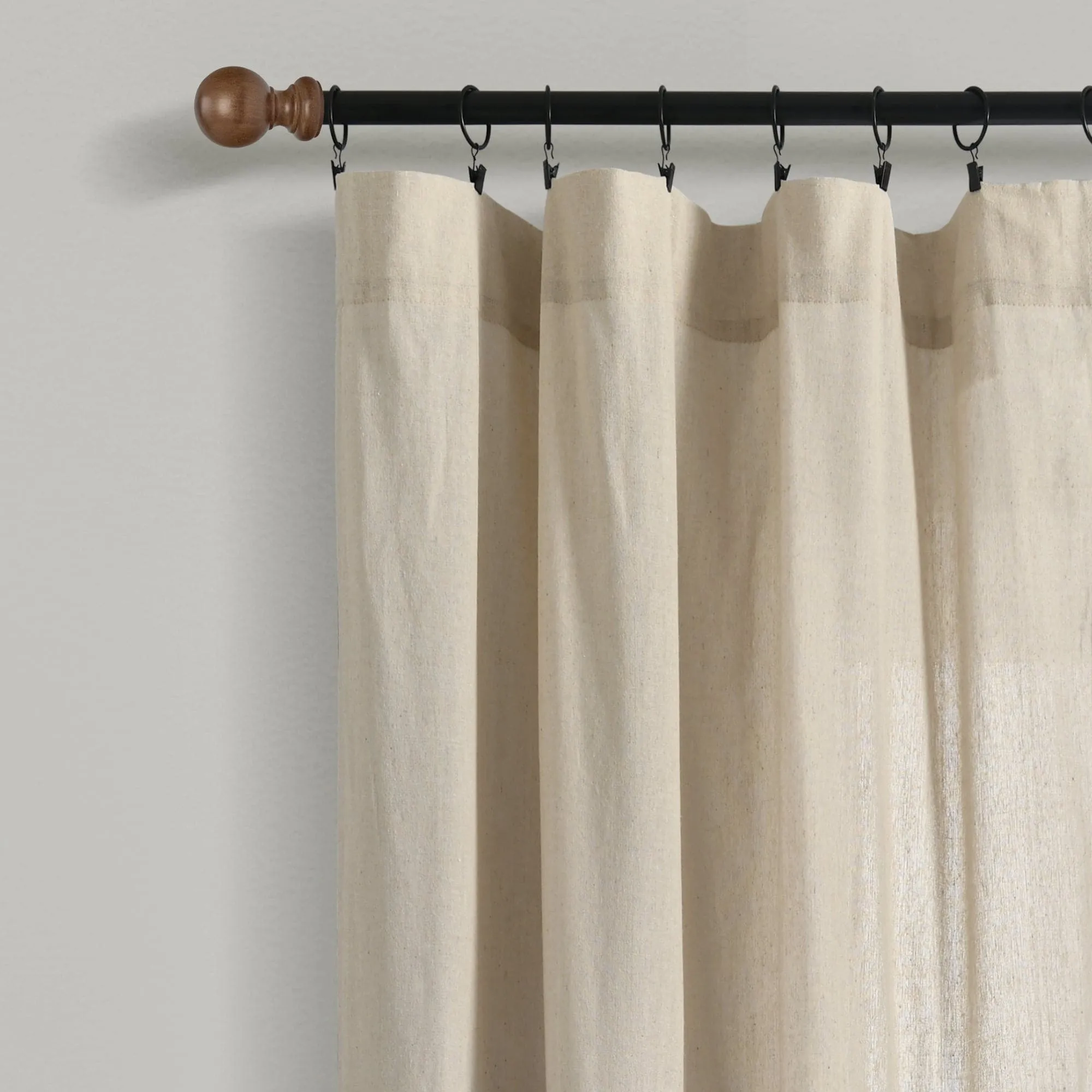 Linen Button Botanical Garden Window Curtain Panel