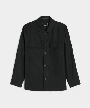 Linen Two-Pocket Overshirt in Black